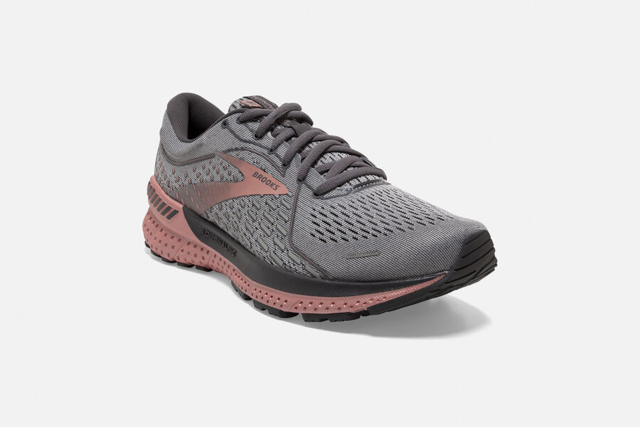 Brooks Adrenaline GTS 21 Road Running Shoes Womens Dark Grey/Pink 632910-YDJ